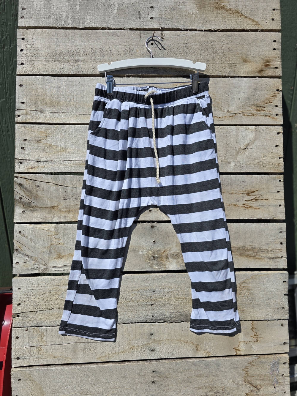 Joah Love Super Soft Black and White Striped Drawstring Lounge Pants